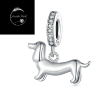Genuine Sterling Silver 925 Love My Dachshund Puppy Dog Pet Charm For Bracelets - £17.95 GBP