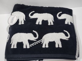 2pc Common Thread ELEPHANT Zero Twist BATH TOWELS Black White - $49.49