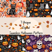 Halloween, Digital Paper Set, Halloween Pattern, Halloween Prints, Fall Pattern  - £5.60 GBP