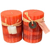 Citrus Saffron 3&quot;x4&quot; Pillar Candle Pier 1 Imports Set of 2 New Discontinued Scen - £34.40 GBP