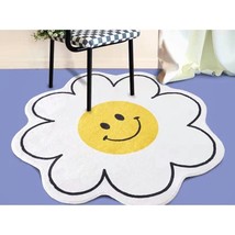 Cute Fluffy Flower Rug, Sun flower door mat, kawaii Smile face bathmat - £49.57 GBP