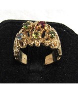 10KT Yellow Gold 5 Gem Stone Mothers Ring Sz 6.5 Gorgeous Custom Band Wa... - $9,423.53 MXN