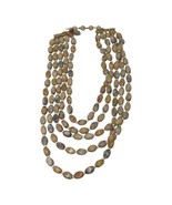 Vintage Multicolor Rock Stone Carnegie Necklace Signed 5 Tier Beaded - $64.14 CAD