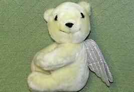 1985 Teleflora Angel Bear Teddy Plush Stuffed Animal Silver Wings Heart Eyes Vtg - £12.73 GBP