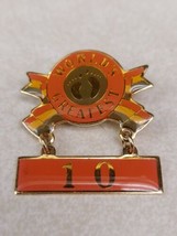 World&#39;s Greatest 10 Vintage Enamel Pin 1981 Hang Ten Jewelry Co Pinback  - $24.55