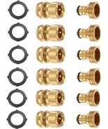 Boart (6 Sets Garden Hose Quick Connector Set, Solid Brass 3/4, Leak Mal... - $35.96