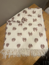 Pier 1 Imports Dusty Rose Pink Floral Pom Pom Fringe Throw Blanket 50” x 60” - £23.57 GBP