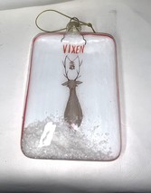 Handcrafted Glass VIxen Reindeer Christmas Ornament With Faux Snow &amp; Red... - $13.57 CAD
