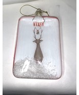 Handcrafted Glass VIxen Reindeer Christmas Ornament With Faux Snow &amp; Red... - $13.57 CAD