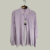 Bugatchi Uomo Mens Button Up Shirt Medium Lavender Striped With Tags - $34.96
