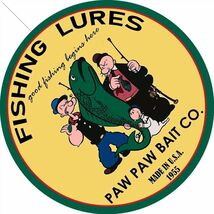 Fishing Lures Paw-Paw Bait 14" Round  Metal Sign #2 - $59.95