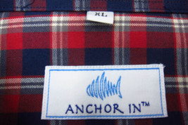 GORGEOUS Anchor In Red, White Blue Plaid Long Sleeve Cotton Shirt XL 17.... - £35.88 GBP