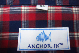 GORGEOUS Anchor In Red, White Blue Plaid Long Sleeve Cotton Shirt XL 17.... - £35.97 GBP