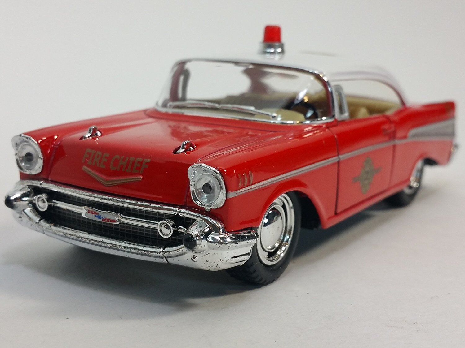 Primary image for 5" Kinsmart 1957 Chevrolet Bel Air Fire Chief 1:40 Diecast Model Toy Car Chevy