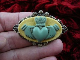 (CM38-25) traditional CLADDAGH blue + ivory CAMEO heart Pin Pendant Jewelry - £25.87 GBP