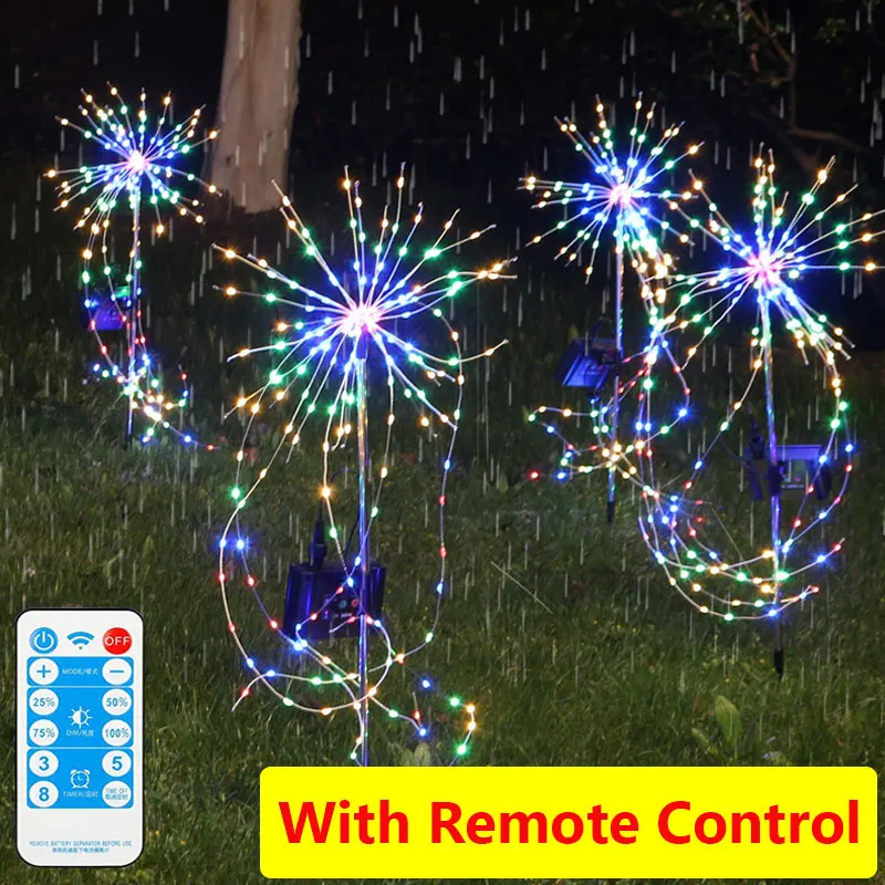 120/150/200Leds Firework Lights Solar Power Outdoor Dandelion Fireworks Lamp Fla - £137.84 GBP