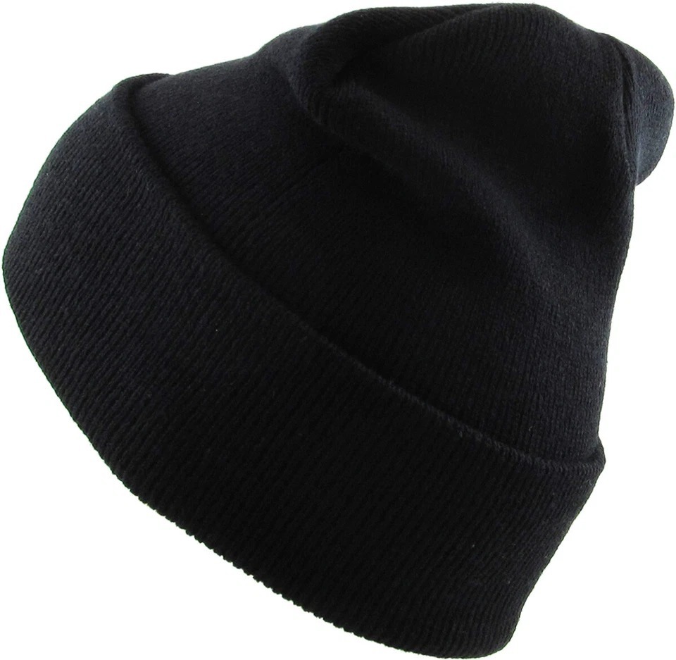 Thick Beanie Skull Cap Winter Cuffed Ski Knit Hat Color Black - $14.99