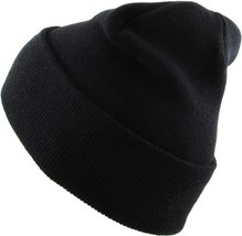 Thick Beanie Skull Cap Winter Cuffed Ski Knit Hat Color Black - $20.52 CAD