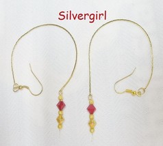 Long Chain Holiday Shoulder Crystal Duster Earrings Red Gold - $368.06 MXN