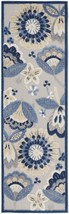 2' X 6' Blue And Grey Floral Non Skid Indoor Outdoor Runner Rug - $1,764.28 MXN