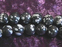 4mm Snowflake Obsidian Round Beads (92+/- per strand) - £2.25 GBP