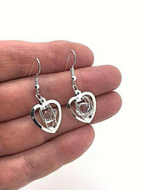 Heart Sphere with Crystal Stones Drop Earrings Sterling Silver - £8.96 GBP