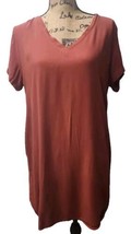 Cloth &amp; Stone Women&#39;s Size L Vintage Dress Burnt Orange V Neck Shirt Dress - £23.54 GBP