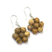 Picture Jasper Gemstone 8 mm Round Beads 1.80&quot; beads Earring BE-13 - £6.72 GBP