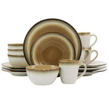 Gibson Elite Moonstruck 16 Piece Ceramic Dinnerware Set in Brown - $2,378.60 MXN