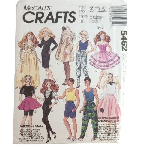 McCall's Crafts 5462 Fashion Female and 2 Male Dolls' Clothes 11.5" 12.5" UC - £6.09 GBP