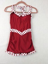 Retro Stage Red Polka Dot Halter Swim Dress S - £27.34 GBP