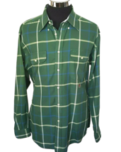 Tommy Hilfiger Shirt Men&#39;s Size Large Button Front Dark Green Plaid Long Sleeves - £17.09 GBP