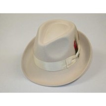 Men BENTLY HEADWEAR Hat Australian Wool Pinch Front Fedora Hudson HU429 Bone image 2