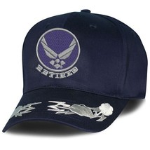 Air Force Retired Military Blue Bolts And Clouds Embroidered Hat Cap - £30.84 GBP