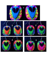 Aliens Handmade Earrings GLOW in UV Neon Acid Psychedelic Festival Acces... - $19.18