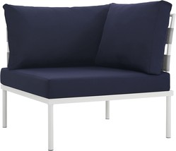 Harmony Outdoor Patio Aluminum, Corner Sofa, White Navy, Modway, Nav. - £284.47 GBP