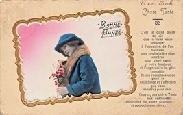 Bonne Annee-Happy Nuovo Year-Chere Tante Poem-Beautiful Girl ~1930 Foto ... - £8.17 GBP