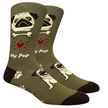 PUG Dog Socks Fun Novelty Dress Casual Unisex SOX FineFit One Size - $13.12