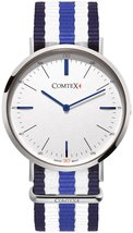 COMTEX Mens Watches Import Swiss Analog Quartz with Two Tone Nylon Band White - £195.12 GBP