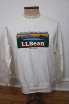 Vtg LL Bean Russell Athletic M White Mountain Logo Pullover Sweatshirt USA - £93.83 GBP