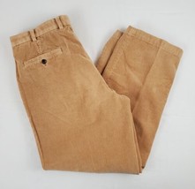 Brooks Brothers Elliot Corduroy Pants Mens 36x32 Pleated Chino Tan Cotton - £19.57 GBP