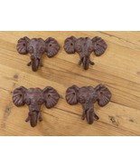 4 Elephant Head Hooks Wall Mount Coat Hat Key Towel Bath Hall Tree Cast ... - $21.99