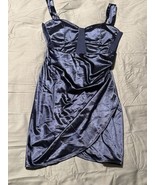 Emerald Sundae Navy Blue Satin Bodycon Tulip Hem Cocktail Dress Size Large - €8,40 EUR