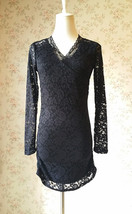 Women's Black LACE DRESS QIPAO Black Party Dress Long sleeve Custom Any size  image 1