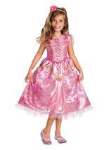 Deluxe Princess Aurora Pink Sparkle Girl Dress/Headpiece Costume Disney/Disguise - £31.59 GBP