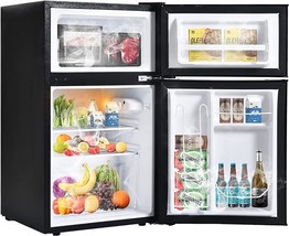Merax, Black Mini Fridge with Freezer, 3.2Cu.Ft Compact Refrigerator wit... - £526.86 GBP