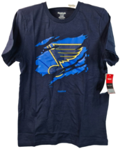 Reebok Youth St. Louis Blues Ripped Off Short-Sleeve T-Shirt NAVY - LARGE 14/16 - £10.27 GBP