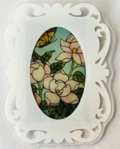 Miniature Dollhouse Wall Art Picture Flowers &amp; Butterfly White Frame 3.2... - $16.44