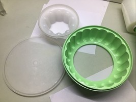 Vintage Tupperware Jel-Ring 3-piece Jello Mold Set - Jadite Green 1201~1... - $7.92