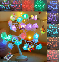 Enchanted Rose Flower Tree Lamp - 16 Vibrant Colors with Remote Control - Ideal  - £47.56 GBP